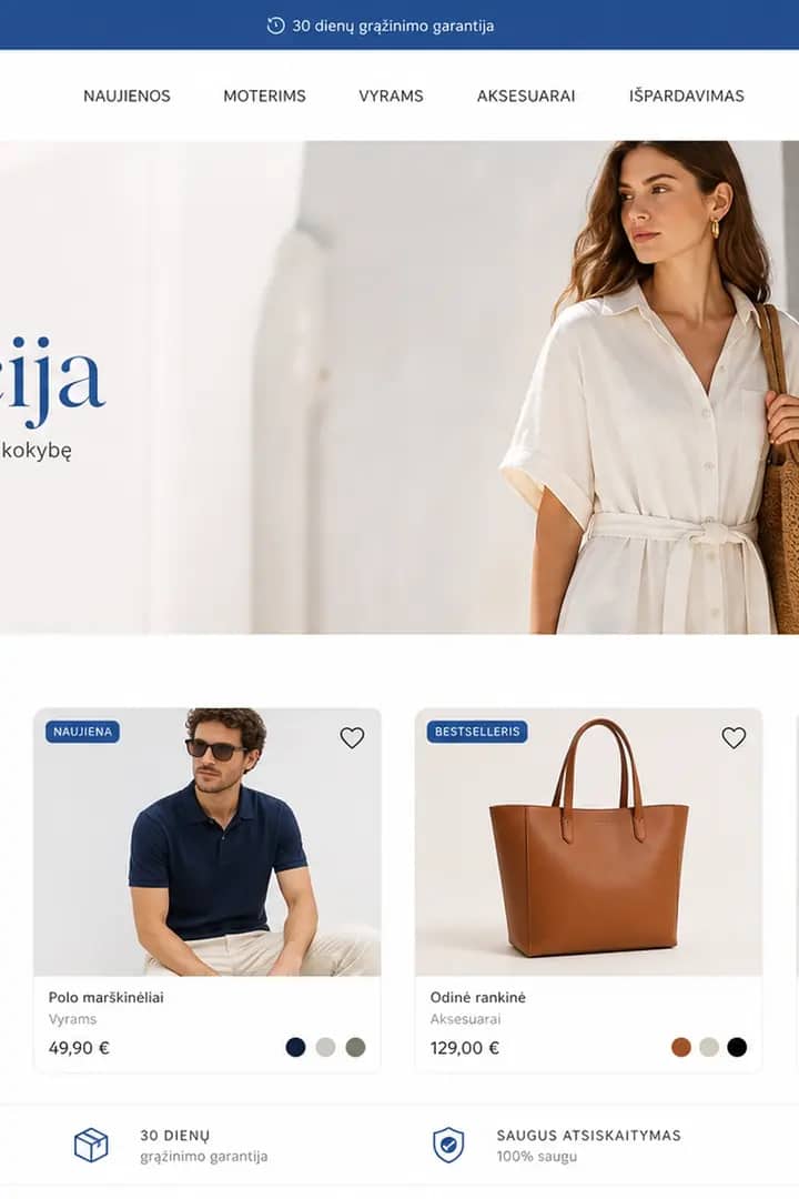 E-commerce storefront with products