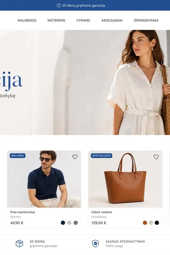 E-commerce storefront with products